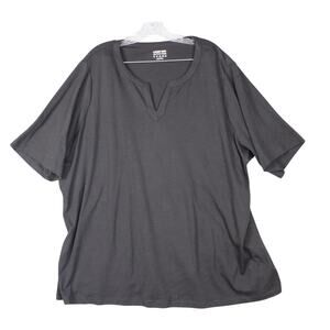 Lands' End Women's Black Cotton Polyester Modern‎ Half Sleeve Splitneck Top 3X